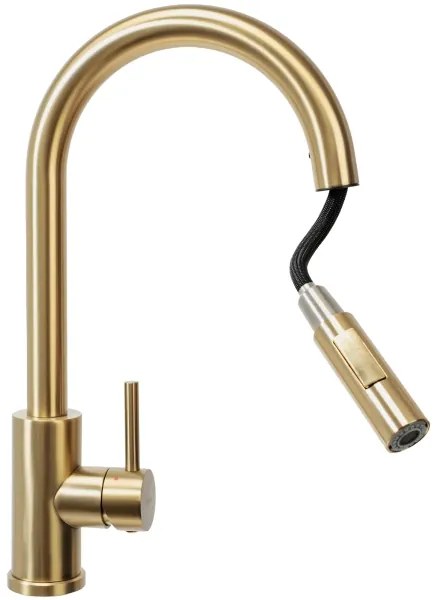 REA-B9148 - Miscelatore per lavello con doccetta estraibile FRESH 39,5 cm, finitura oro spazzolato