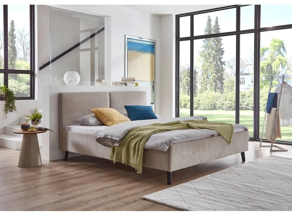 Letto matrimoniale imbottito beige con rete inclusa 160x200 cm Piano – Meise Möbel