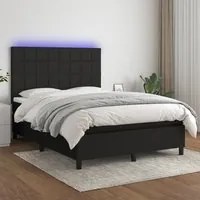 Letto a Molle con Materasso e LED Nero 140x200 cm in Tessuto 3134879