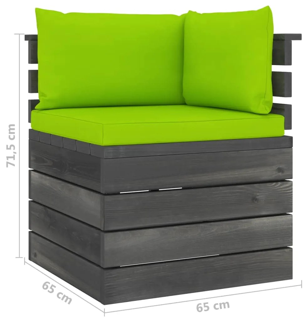 Set Divani da Giardino su Pallet 9 pz con Cuscini Massello Pino