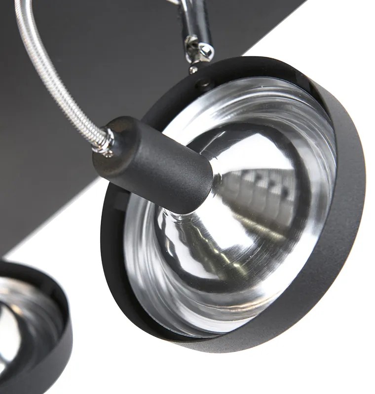 Faretto di design nero 4 luci orientabile - Nox