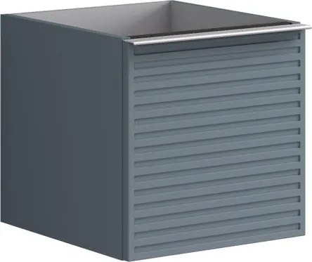 Cassettiera Pixel con 1 cassetto frontale Stripes laccato opaco indaco e maniglia alluminio brillante ante L.40 H.40 P.45,5 cm.