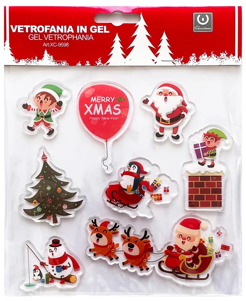 Stickers Gel adesivo di Natale per finestre con personaggi natalizi Wisdom