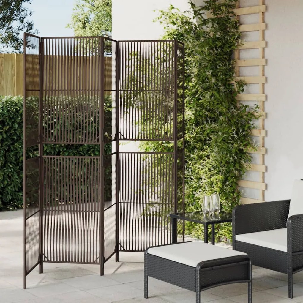 Divisorio Per Ambienti A 5 Pannelli Marrone İn Polyrattan /