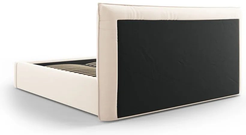 Letto matrimoniale imbottito crema con contenitore e doghe 140x200 cm Elio - Milo Casa