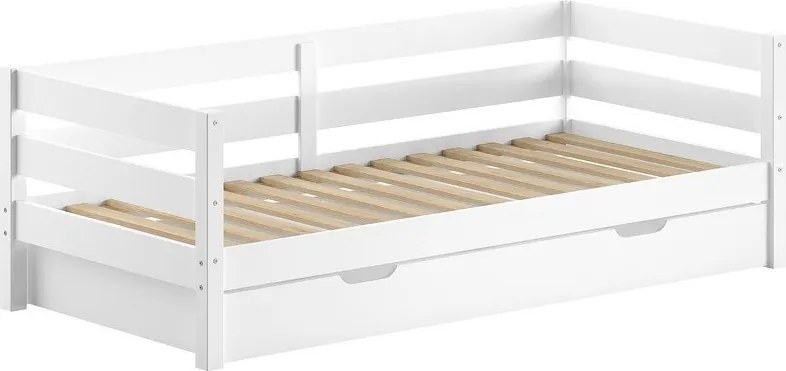 Letto da bambini estraibile bianco in pino massiccio con rete inclusa 90x200 cm Margrit – Vipack