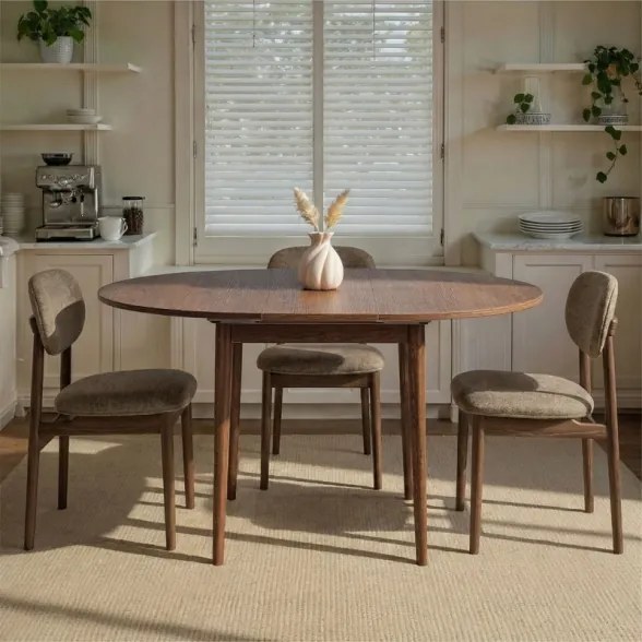 Tavolo Tondo Da Pranzo Allungabile 100-130 Cm Da Interno Viona Noce Scuro