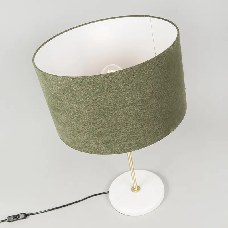 Lampada da tavolo in ottone con paralume verde 35 cm - Kaso