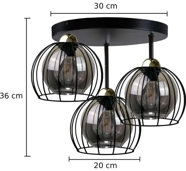 Lampadario a soffitto SOLO BLACK 3xE27/60W/230V Ø30 cm nero/oro