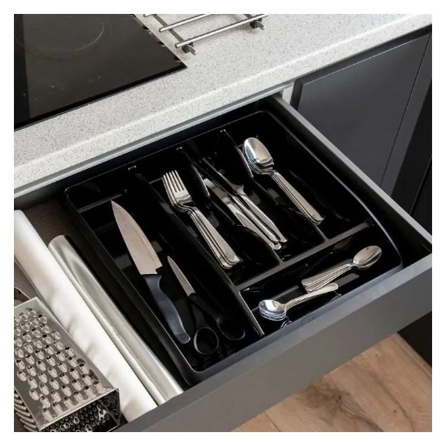 Organizzatore di posate Classic nero, 40 x 38,5 cm - Addis