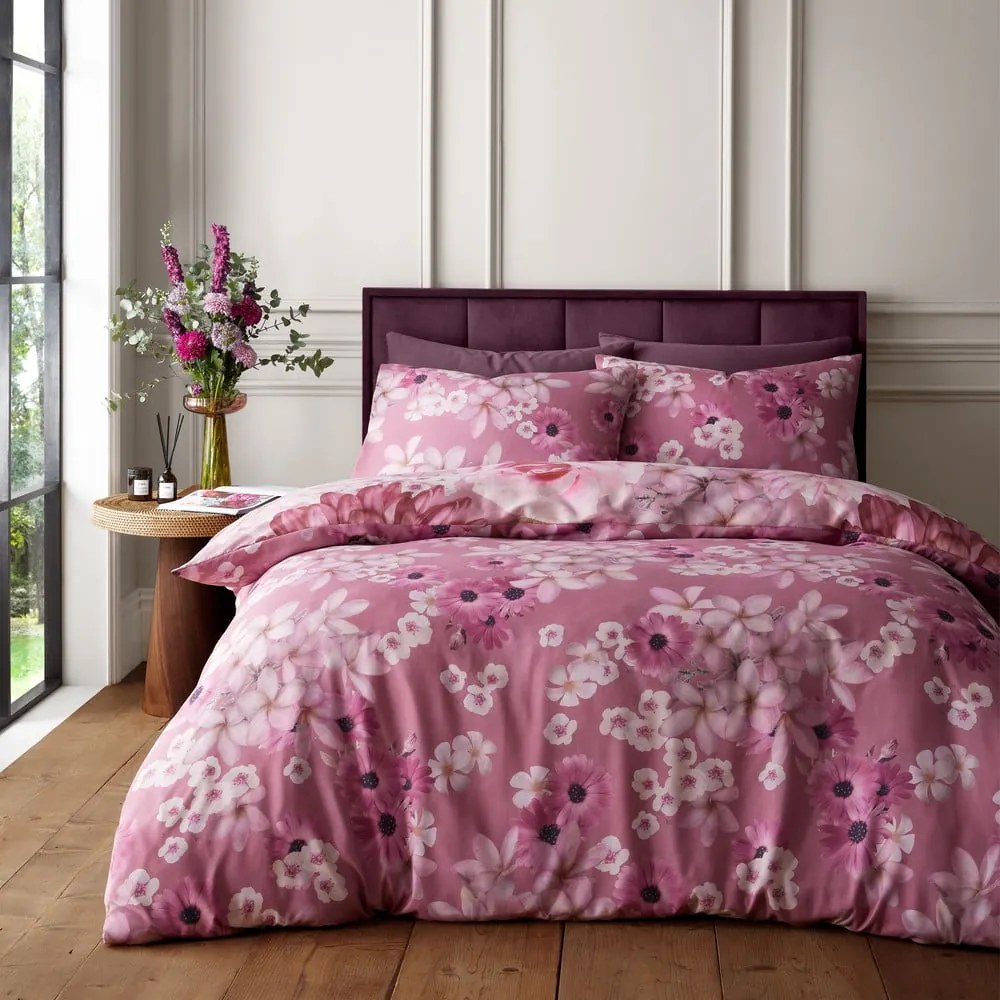 Set copripiumino e federa rosa per letto singolo 135x200 cm Rosemoor Floral – RHS