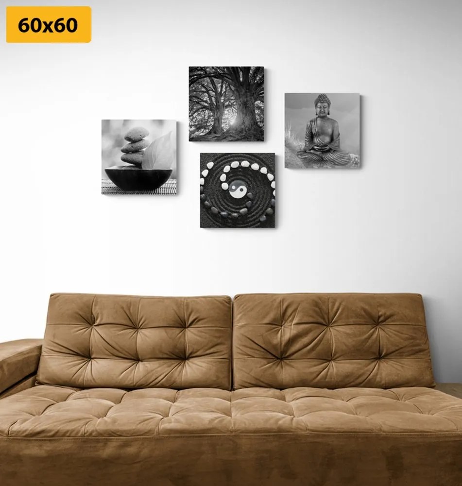 Set di quadri – Feng Shui in stile bianco e nero