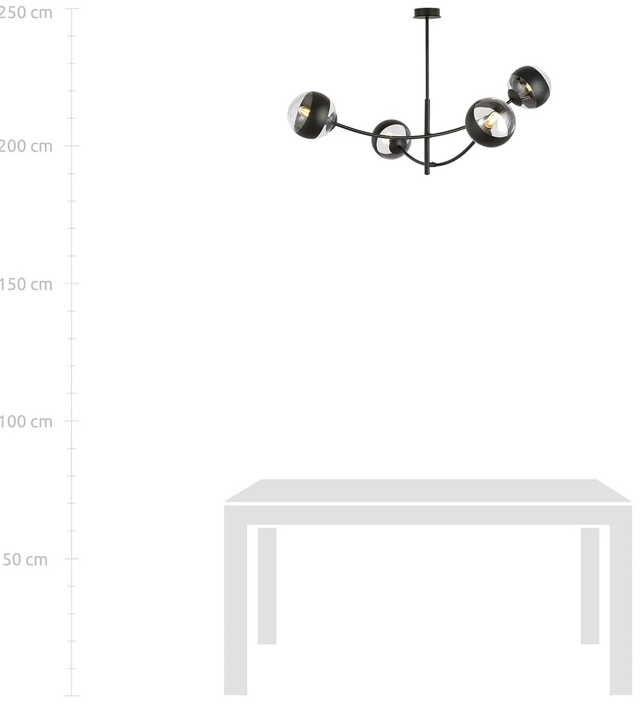 Plafoniera Contemporaneo Oceano Acciaio Nero 4 Luci E14 Ip20