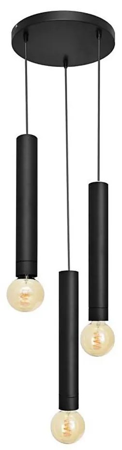 Lampadario a sospensione con filo TUBA 3xE27/15W/230V nero