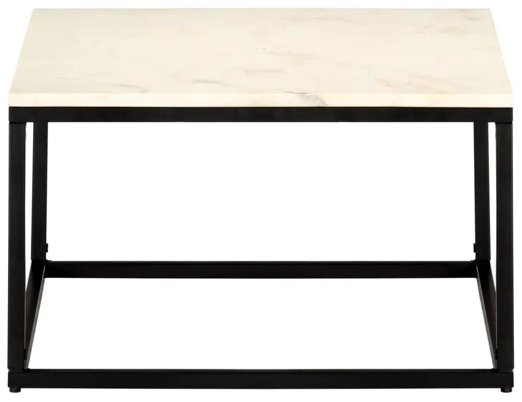Tavolino da Caffè Bianco 60x60x35 cm Pietra Vera Testura Marmo