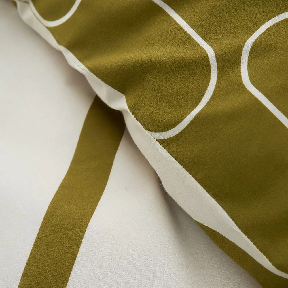 Set copripiumino e federa color kaki e beige per letto matrimoniale 200x200 cm Linear Curve – Catherine Lansfield