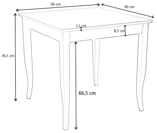 Tavolo fisso in legno con gamba a sciabola RISTORANTE misura 90x90 CILIEGIO