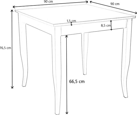 Tavolo fisso in legno gamba a sciabola RISTORANTE misura 90x90 NOCE