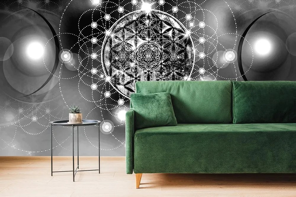 Carta da parati – Mandala affascinante in bianco e nero