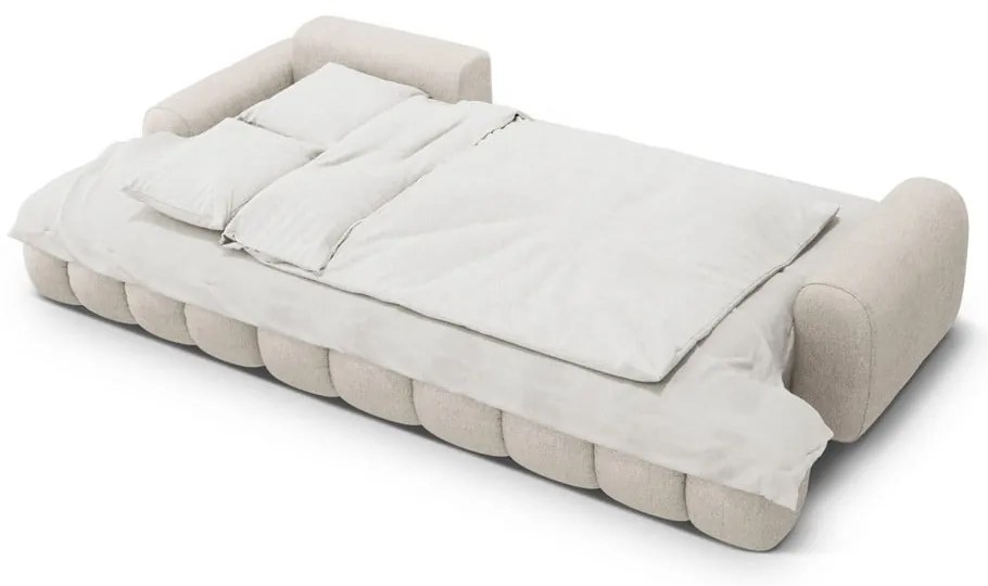 Divano angolare beige allungabile/con contenitore (con penisola a sinistra/con chaise lounge) Linz – Cosmopolitan Design