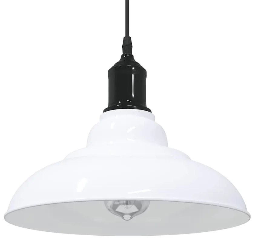 Lampada Sospensione Regolabile E27 Bianco Lucido Ø31cm Metallo /
