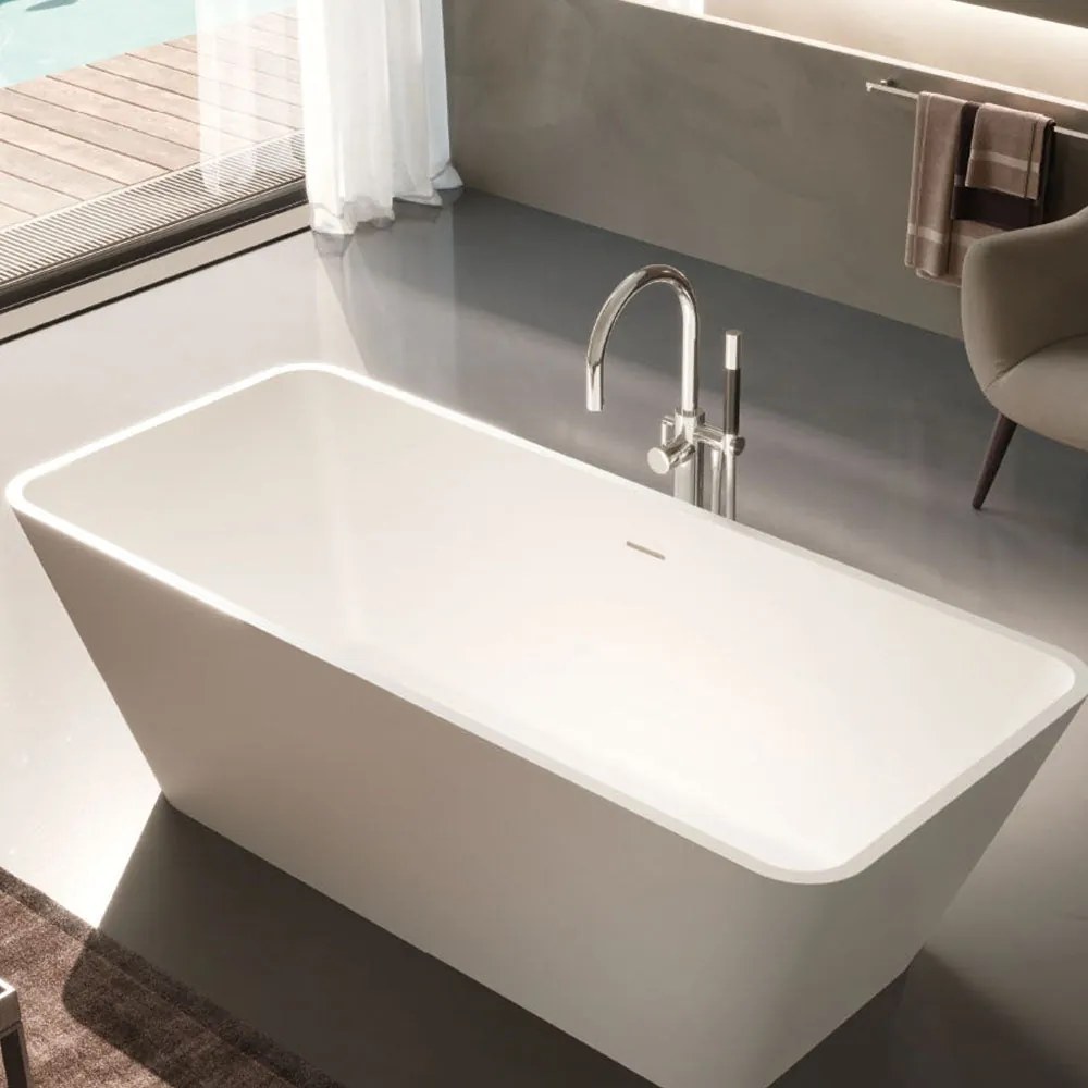 Vasca da bagno in Solid surface Treesse Viva bianco lucido o bianco opaco