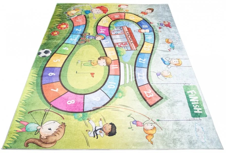 Tappeto per bambini con motivo di bambini che praticano sport Larghezza: 80 cm | Lunghezza: 150 cm