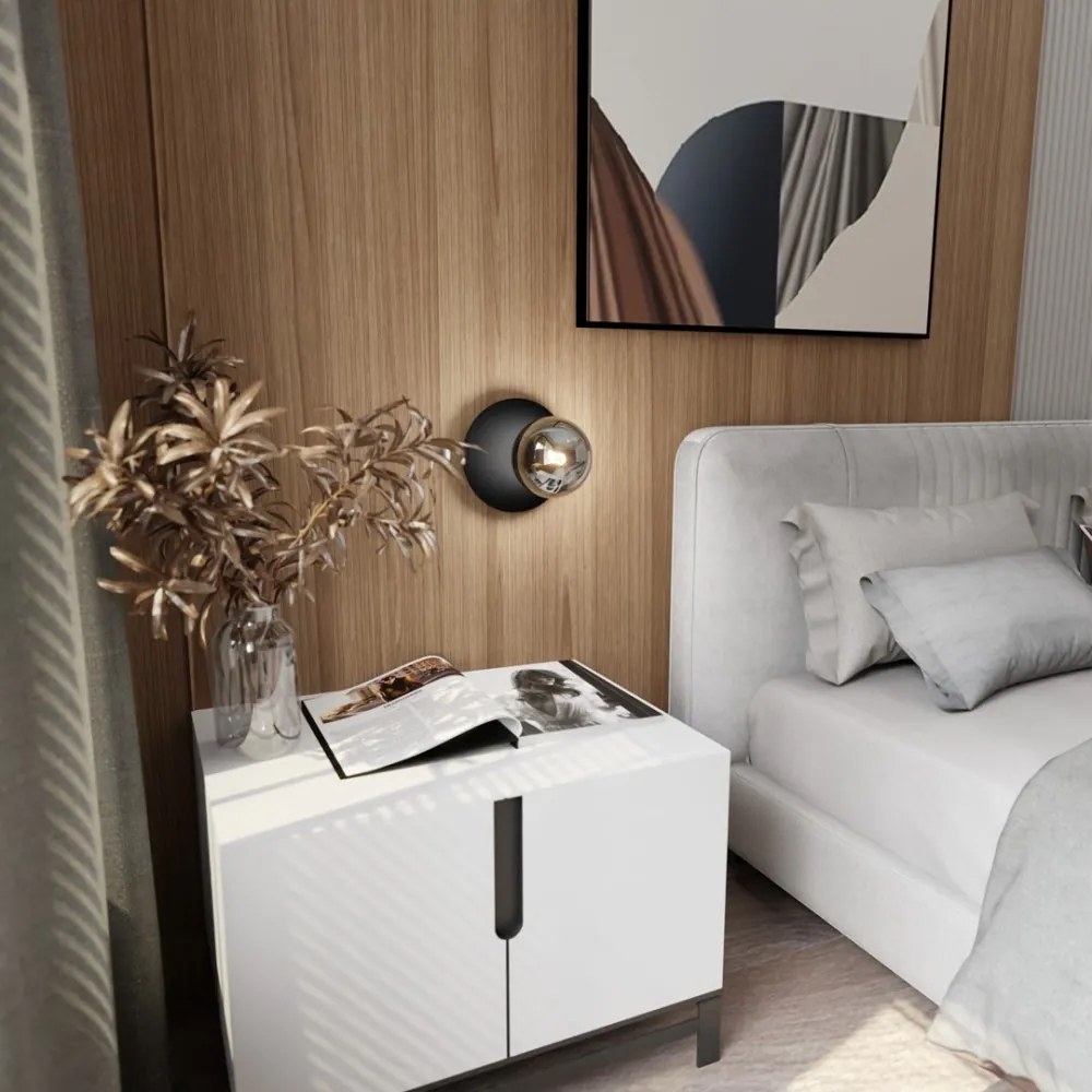 Applique Oslo Nera con sfera Grafite E14 da parete o soffitto Colore del corpo Nero