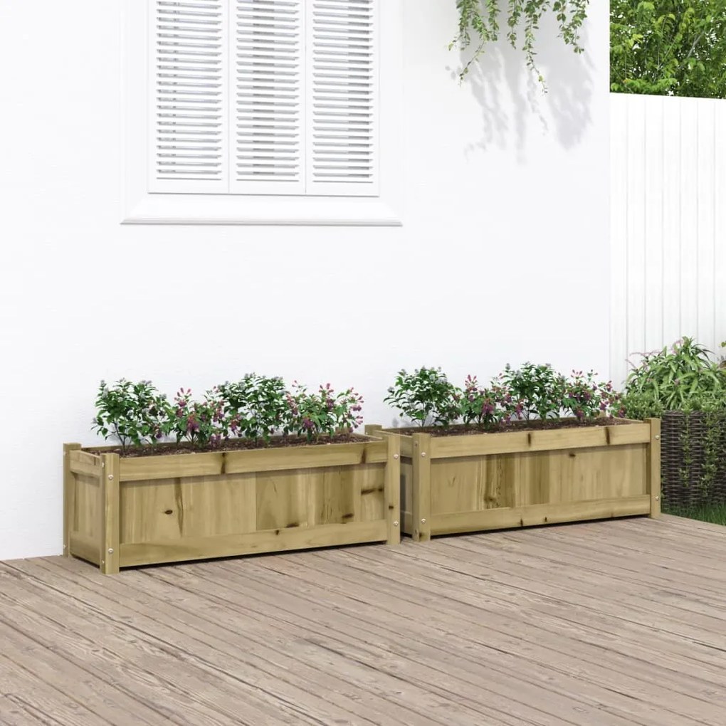 Fioriere Da Giardino 2 Pz İn Legno Di Pino Impregnato /