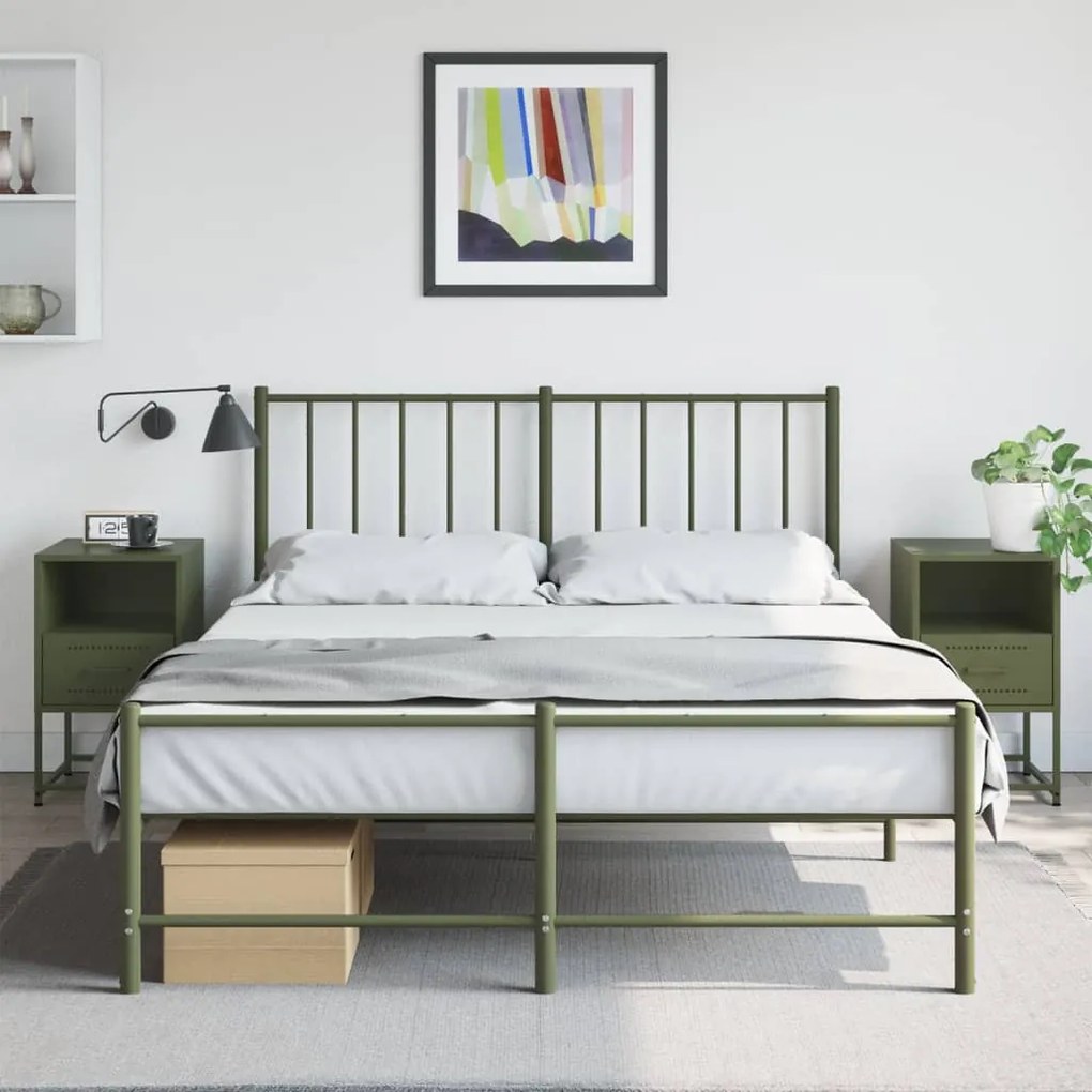 Comodini 2 Pz Verde Oliva 36x39x60,5 Cm İn Acciaio /