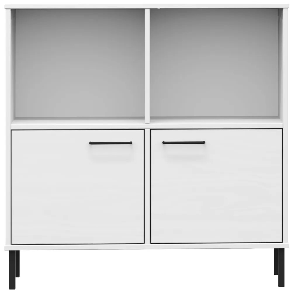 Libreria gambe metallo bianco 90x35x90,5 cm legno massello oslo