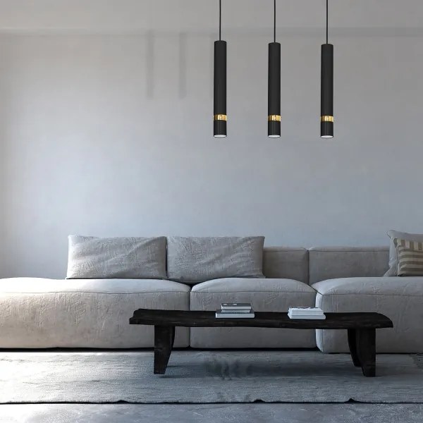 Lampadario a sospensione con cavo JOKER 3xGU10/25W/230V nero/oro