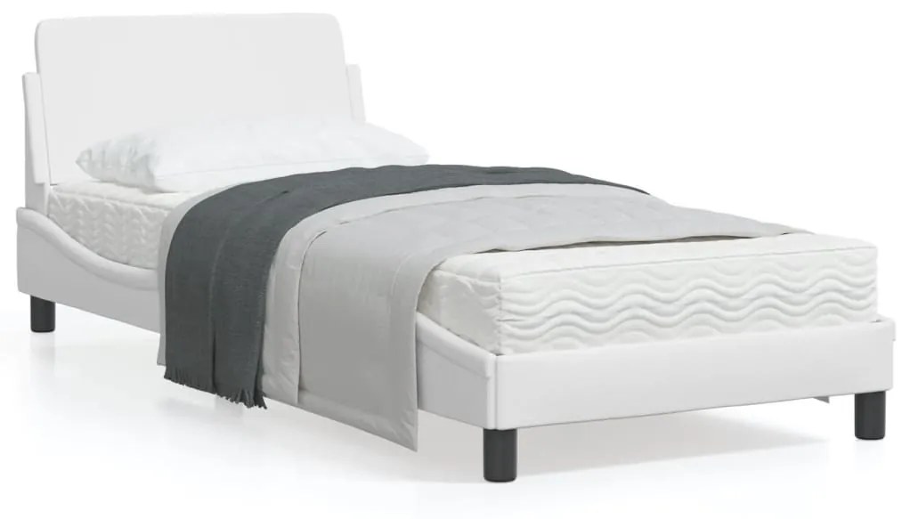 Giroletto Con Testiera Bianco 90x200 Cm İn Similpelle /