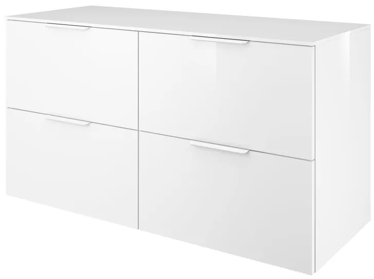 Mobile da bagno sotto lavabo Neo bianco laccato lucido L 120 x H 65 x P 48 cm 4 cassetti, lavabo non incluso