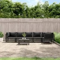 Set Divani da Giardino 7 pz con Cuscini Antracite in Acciaio 3186879