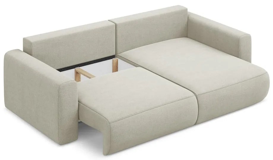 Divano angolare beige allungabile/con contenitore (con penisola a destra/con chaise lounge) Kapua – Makamii