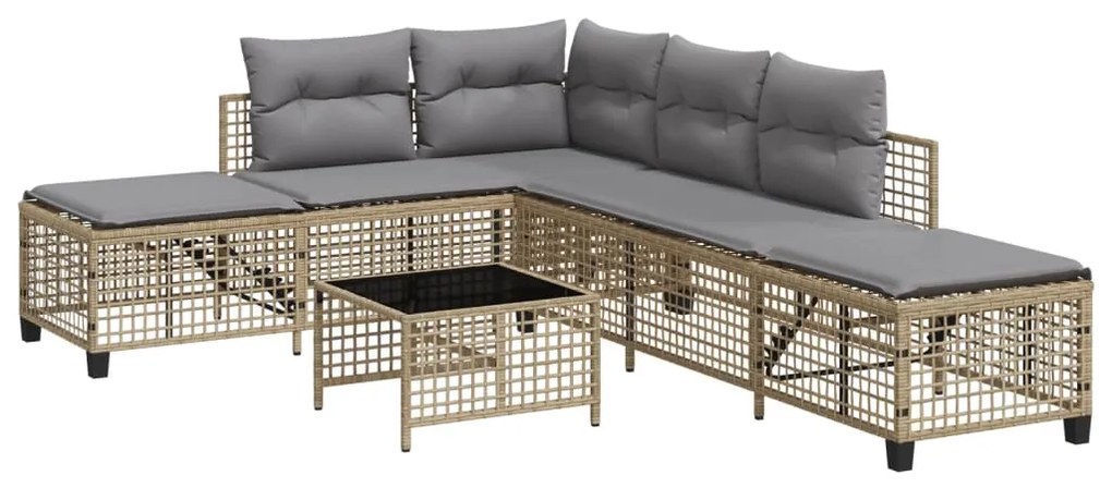 Set divano ad angolo 3 pz con cuscini beige misto polyrattan