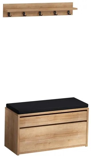 Appendiabiti da parete BOBY 15x80 cm + scarpiera 42x80 cm marrone/nero