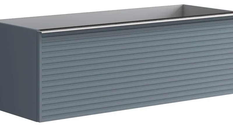 Mobile da bagno sotto lavabo Pixel stripes indaco laccato L 120 x H 40 x P 45.5 cm 2 cassetti, lavabo non incluso