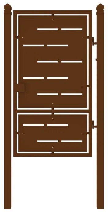 Cancello manuale con serratura elettrica Privacy in ferro, apertura a destra, L 104.5 x H 180 cm, di colore ruggine