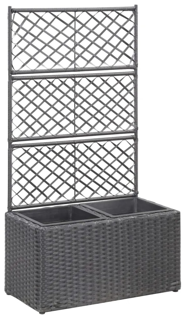 Letto Rialzato A Traliccio 2 Vasi 58x30x107 Cm Polyrattan Nero /