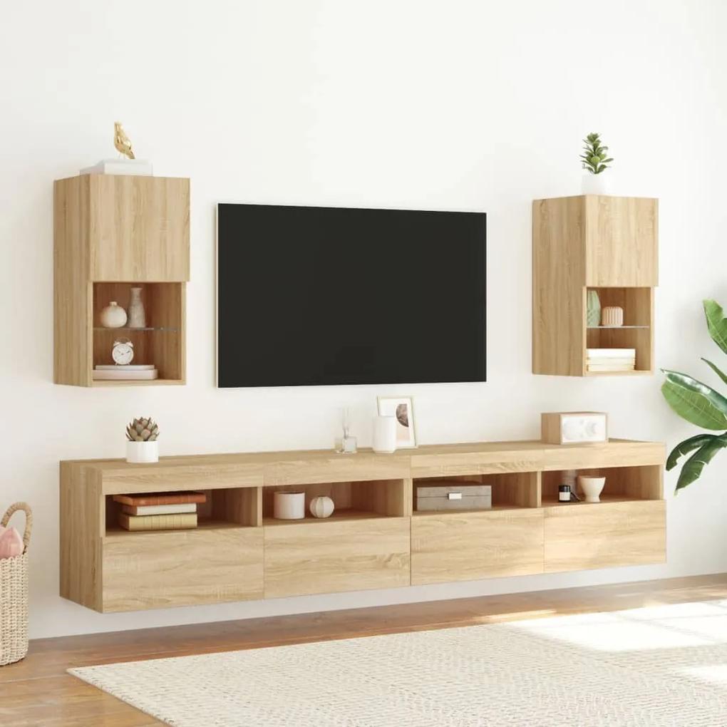 Mobile TV con Luci LED Rovere Sonoma 30,5x30x60 cm