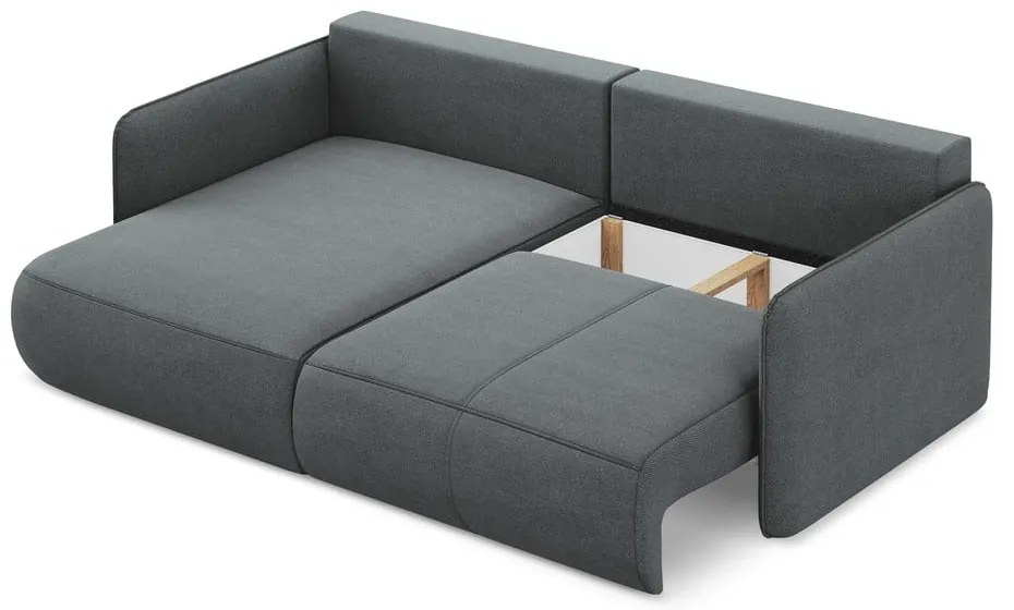 Divano angolare grigio allungabile/con contenitore (con penisola a sinistra) Nanea – Makamii