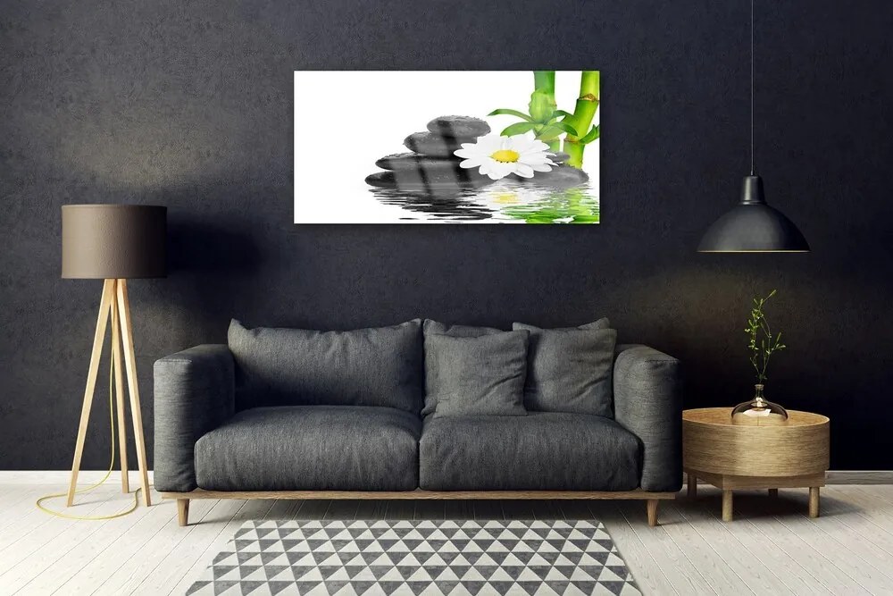 Quadro acrilico Steli di bambù Zen Stones 100x50 cm