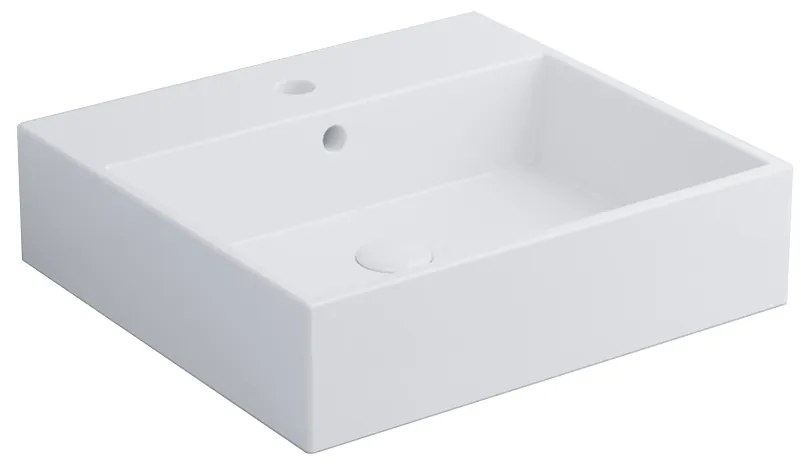 Cielo Smile Lavabo monoforo 50x46 sospeso o da appoggio con troppopieno in ceramica bianco lucido