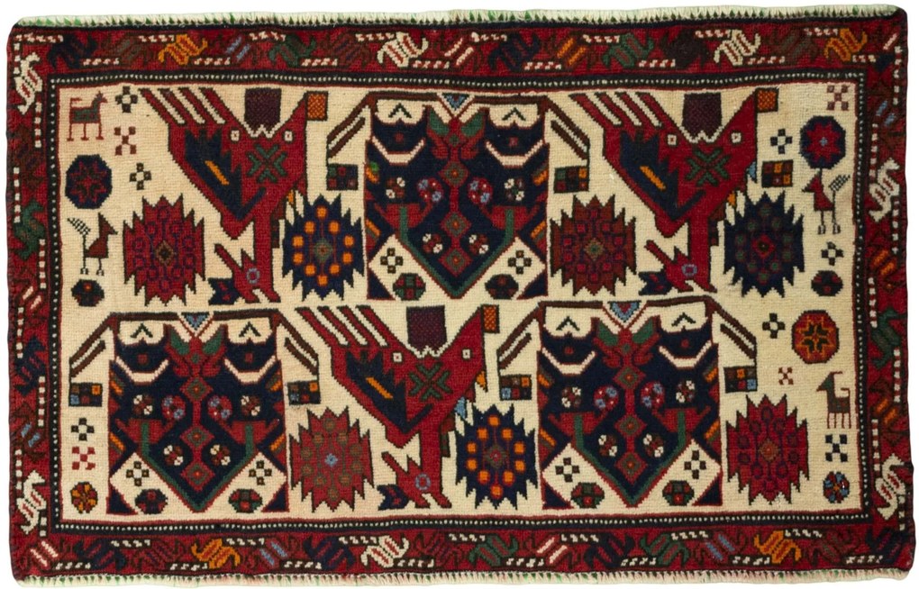 Shiraz Tappeto persiano 50 x 80 Rosso (Iran) Annodato A Mano