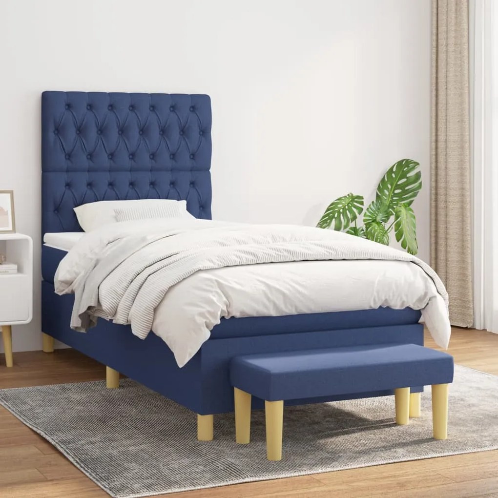 Giroletto A Molle Con Materasso Blu 100x200 Cm İn Tessuto /