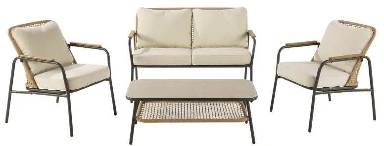 Salotto da giardino per 4 persone Etos NATERIAL con cuscini in poliestere beige