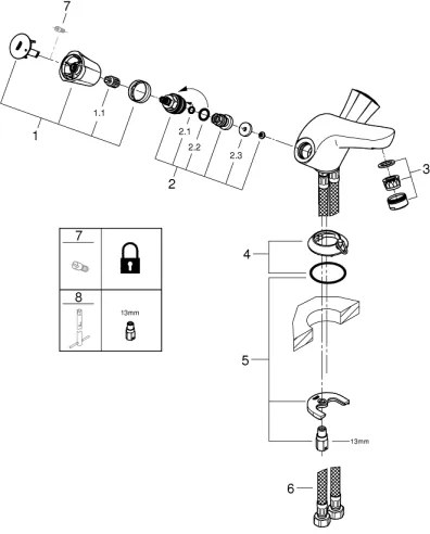 GROHE 21100001 - Miscelatore lavabo COSTA L DN 15, cromo lucido