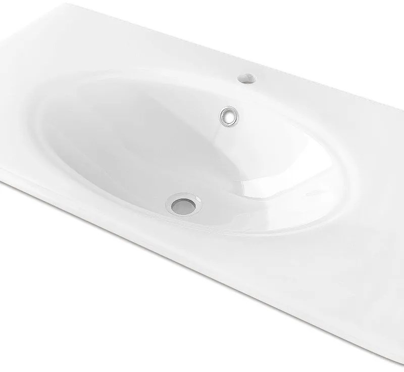 Lavabo integrale rettangolare Caravaggio L 91 x H 18 x P 46.5 cm in ceramica bianco lucido